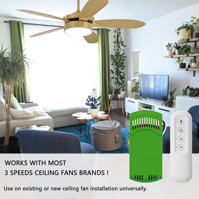 COREBAY Ceiling Fan Remote Control Kit with Receiver, Replacement for Hunter 99770, 99772, 99392, 99813, Universal 3-Speeds Remote Control Kit, Fans Control with Dimmer - Image 3